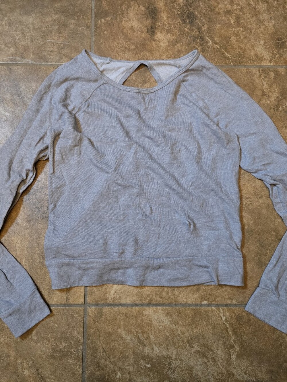 Light Grey Peekaboo Cropped Crewneck Sweater